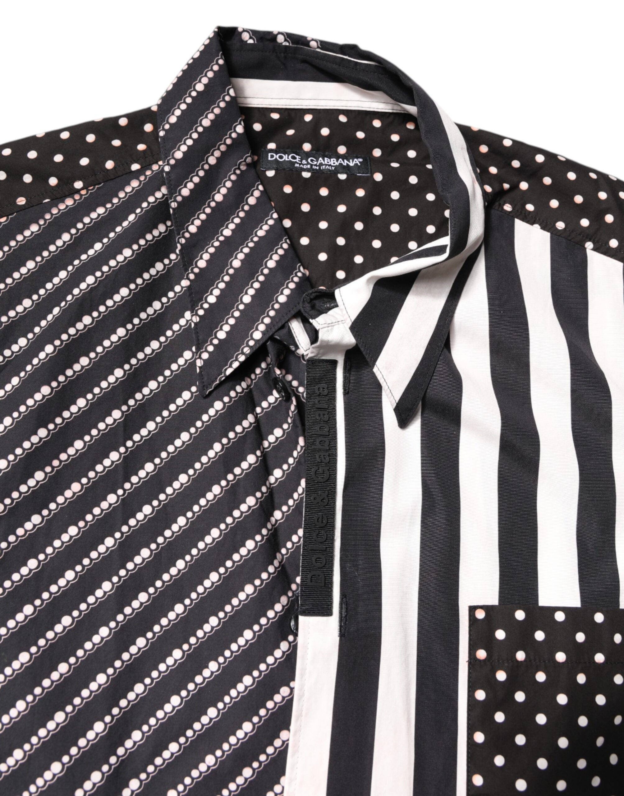 Dolce & Gabbana black and white striped button down casual shirt